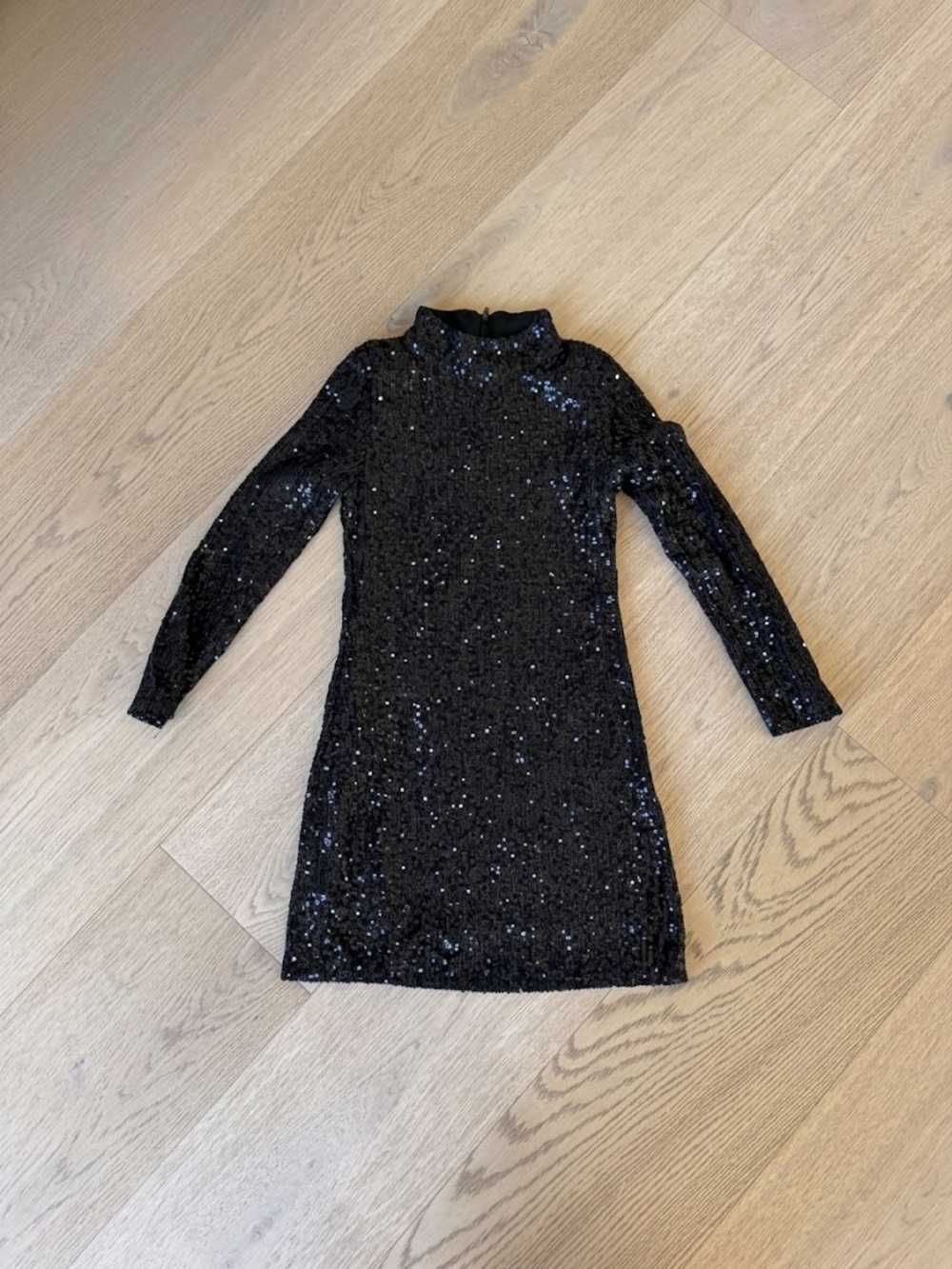GB Girls Black Sequin Long Sleeve High Neck Mini Dress Size 8